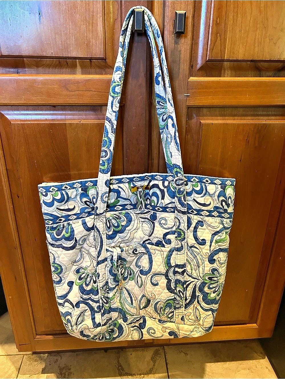 Vera Bradley Original Vera Tote Floral Blue & Green